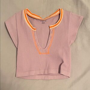Urban Outfitters Lavender Ribbed Top with Orange Accents